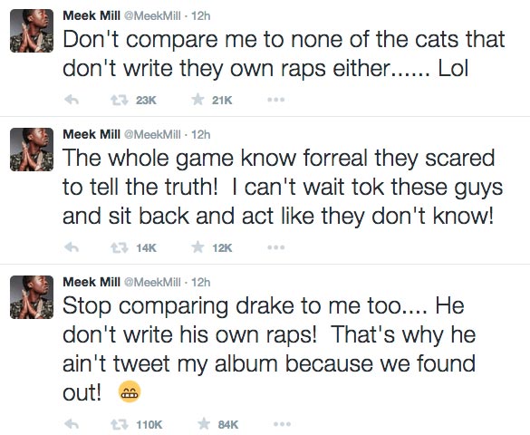 #CherryJuice: Meek Mill Calls Out Drake & Safaree On Twitter!! (PHOTOS)