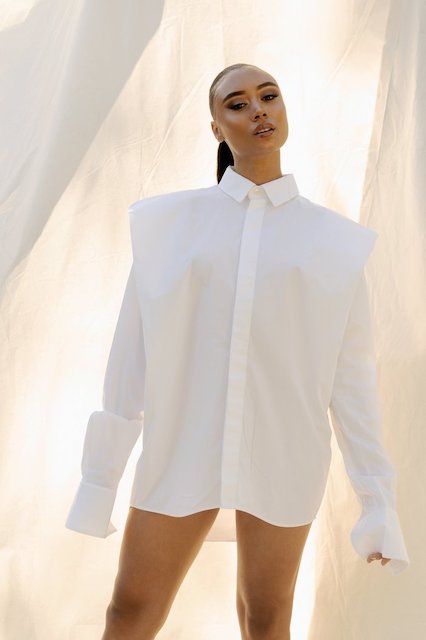 #FMFashion, Latoia Fitzgerald, Calafia buttoned up, Lionne Clothing