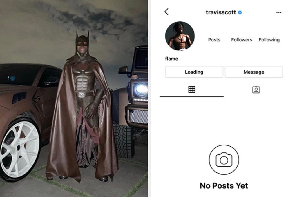 Travis Scott Halloween Costume and Deleted Instagram 