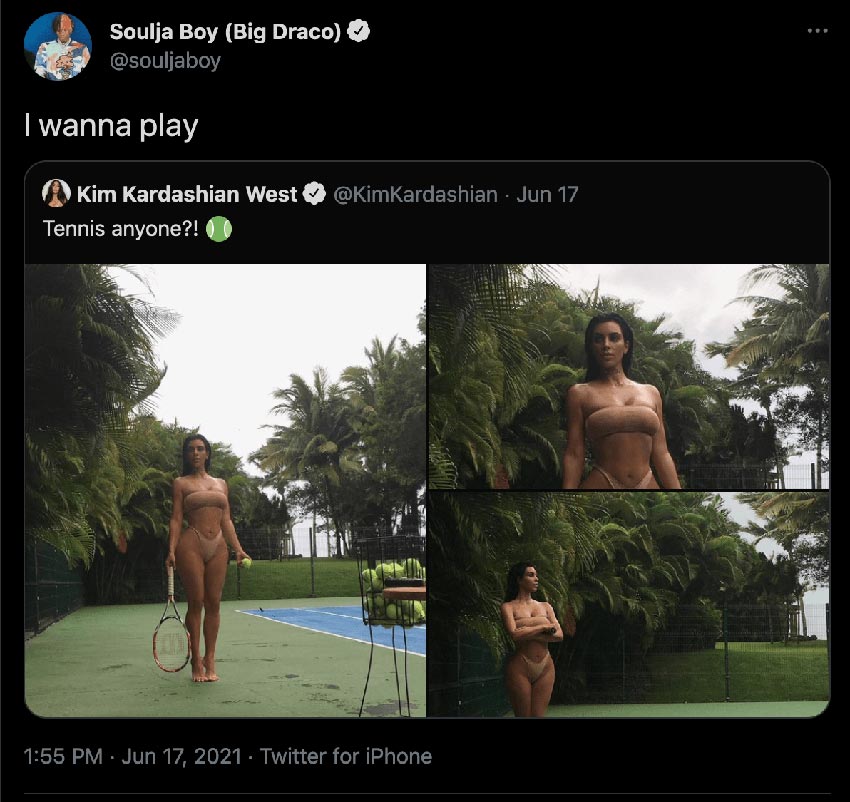 Soulja Boy Responds to Kim Kardashian’s Tennis Offer on Twitter