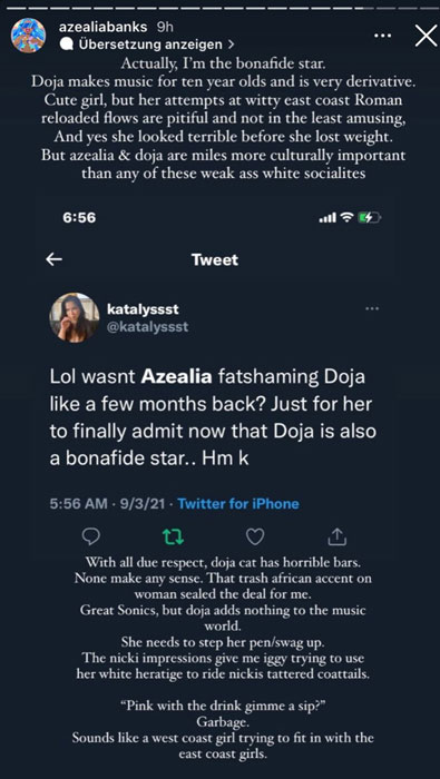 Doja Cat Dissed by Azealia Banks
