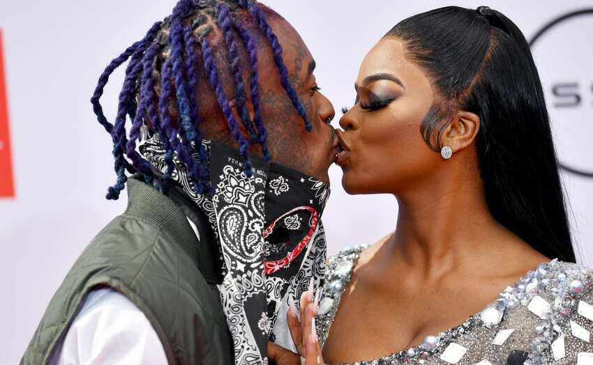 Lil Uzi Vert and J.T. kissing at her birthday party